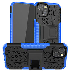 Silicone Matte Finish and Plastic Back Cover Case with Stand A07 for Apple iPhone 13 Mini Blue