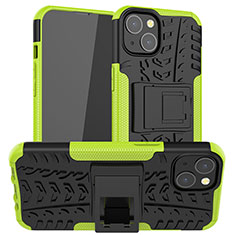 Silicone Matte Finish and Plastic Back Cover Case with Stand A07 for Apple iPhone 13 Mini Green