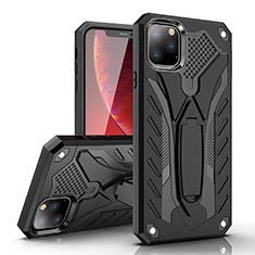 Silicone Matte Finish and Plastic Back Cover Case with Stand for Apple iPhone 11 Pro Black