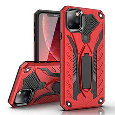 Silicone Matte Finish and Plastic Back Cover Case with Stand for Apple iPhone 11 Pro Max Red