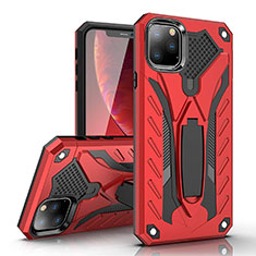 Silicone Matte Finish and Plastic Back Cover Case with Stand for Apple iPhone 11 Pro Red
