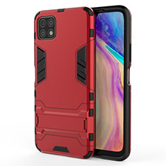 Silicone Matte Finish and Plastic Back Cover Case with Stand for Huawei Enjoy 20 5G Red