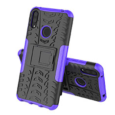 Silicone Matte Finish and Plastic Back Cover Case with Stand for Huawei Enjoy 9 Purple