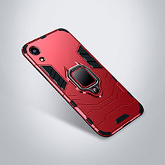 Silicone Matte Finish and Plastic Back Cover Case with Stand for Huawei Honor 8A Red