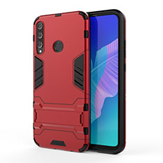 Silicone Matte Finish and Plastic Back Cover Case with Stand for Huawei Honor 9C Red