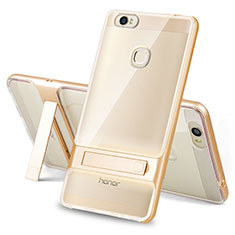 Silicone Matte Finish and Plastic Back Cover Case with Stand for Huawei Honor V8 Max Gold