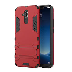 Silicone Matte Finish and Plastic Back Cover Case with Stand for Huawei Maimang 7 Red
