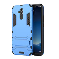 Silicone Matte Finish and Plastic Back Cover Case with Stand for Huawei Mate 20 Lite Blue