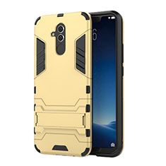 Silicone Matte Finish and Plastic Back Cover Case with Stand for Huawei Mate 20 Lite Gold