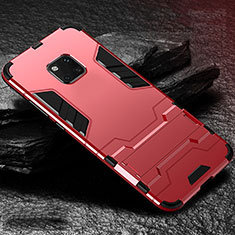 Silicone Matte Finish and Plastic Back Cover Case with Stand for Huawei Mate 20 Pro Red