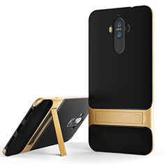 Silicone Matte Finish and Plastic Back Cover Case with Stand for Huawei Mate 9 Gold