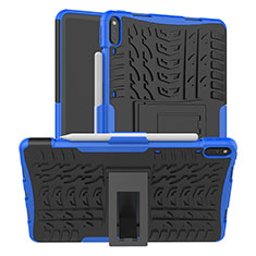Silicone Matte Finish and Plastic Back Cover Case with Stand for Huawei MatePad Pro Blue