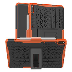 Silicone Matte Finish and Plastic Back Cover Case with Stand for Huawei MatePad Pro Orange