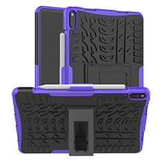 Silicone Matte Finish and Plastic Back Cover Case with Stand for Huawei MatePad Pro Purple