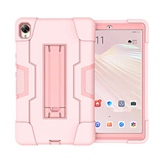 Silicone Matte Finish and Plastic Back Cover Case with Stand for Huawei MediaPad M6 10.8 Pink