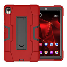 Silicone Matte Finish and Plastic Back Cover Case with Stand for Huawei MediaPad M6 10.8 Red