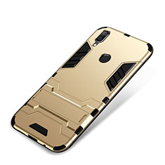 Silicone Matte Finish and Plastic Back Cover Case with Stand for Huawei Nova 3i Gold