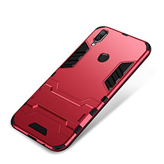 Silicone Matte Finish and Plastic Back Cover Case with Stand for Huawei Nova 3i Red