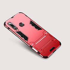 Silicone Matte Finish and Plastic Back Cover Case with Stand for Huawei Nova 4 Red