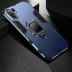 Silicone Matte Finish and Plastic Back Cover Case with Stand for Huawei P30 Pro Blue