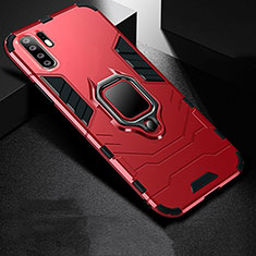 Silicone Matte Finish and Plastic Back Cover Case with Stand for Huawei P30 Pro Red