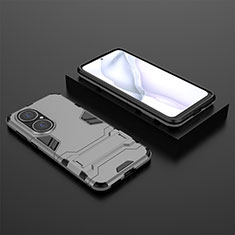 Silicone Matte Finish and Plastic Back Cover Case with Stand for Huawei P50 Pro Gray