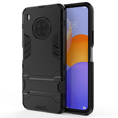 Silicone Matte Finish and Plastic Back Cover Case with Stand for Huawei Y9a Black