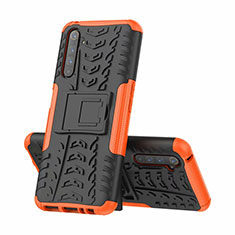 Silicone Matte Finish and Plastic Back Cover Case with Stand for Realme 6 Pro Orange
