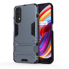 Silicone Matte Finish and Plastic Back Cover Case with Stand for Realme Narzo 20 Pro Blue