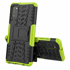 Silicone Matte Finish and Plastic Back Cover Case with Stand for Samsung Galaxy A41 Green