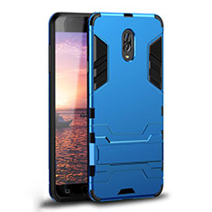 Silicone Matte Finish and Plastic Back Cover Case with Stand for Samsung Galaxy J7 Plus Sky Blue