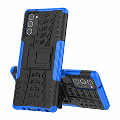 Silicone Matte Finish and Plastic Back Cover Case with Stand for Samsung Galaxy Note 20 Ultra 5G Blue