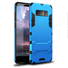 Silicone Matte Finish and Plastic Back Cover Case with Stand for Samsung Galaxy Note 8 Sky Blue