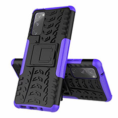 Silicone Matte Finish and Plastic Back Cover Case with Stand for Samsung Galaxy S20 FE 5G Purple