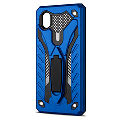 Silicone Matte Finish and Plastic Back Cover Case with Stand for Samsung Galaxy XCover Pro Blue