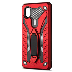 Silicone Matte Finish and Plastic Back Cover Case with Stand for Samsung Galaxy XCover Pro Red