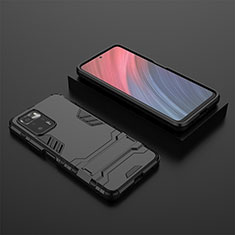 Silicone Matte Finish and Plastic Back Cover Case with Stand for Xiaomi Redmi Note 10 Pro 5G Black