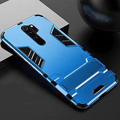 Silicone Matte Finish and Plastic Back Cover Case with Stand for Xiaomi Redmi Note 8 Pro Sky Blue