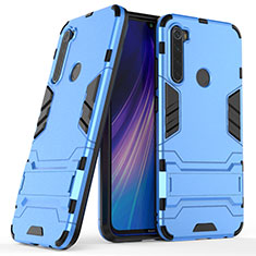 Silicone Matte Finish and Plastic Back Cover Case with Stand for Xiaomi Redmi Note 8T Blue