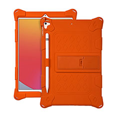 Silicone Matte Finish and Plastic Back Cover Case with Stand H01 for Apple iPad 10.2 (2020) Orange