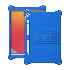 Silicone Matte Finish and Plastic Back Cover Case with Stand H01 for Apple iPad Air 3 Blue