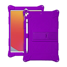 Silicone Matte Finish and Plastic Back Cover Case with Stand H01 for Apple iPad Pro 10.5 Purple