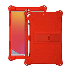 Silicone Matte Finish and Plastic Back Cover Case with Stand H01 for Apple iPad Pro 10.5 Red