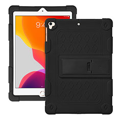 Silicone Matte Finish and Plastic Back Cover Case with Stand H01 for Apple iPad Pro 9.7 Black