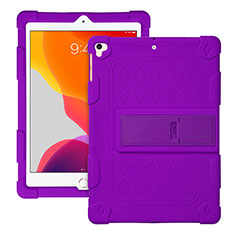 Silicone Matte Finish and Plastic Back Cover Case with Stand H01 for Apple iPad Pro 9.7 Purple