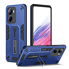 Silicone Matte Finish and Plastic Back Cover Case with Stand H01P for Realme 10 4G Blue