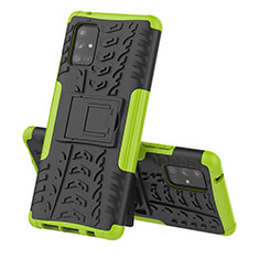 Silicone Matte Finish and Plastic Back Cover Case with Stand J01X for Samsung Galaxy A71 5G Green