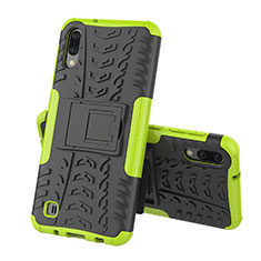 Silicone Matte Finish and Plastic Back Cover Case with Stand J01X for Samsung Galaxy M10 Green