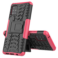 Silicone Matte Finish and Plastic Back Cover Case with Stand J01X for Samsung Galaxy M40S Hot Pink