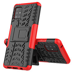 Silicone Matte Finish and Plastic Back Cover Case with Stand J01X for Samsung Galaxy M40S Red